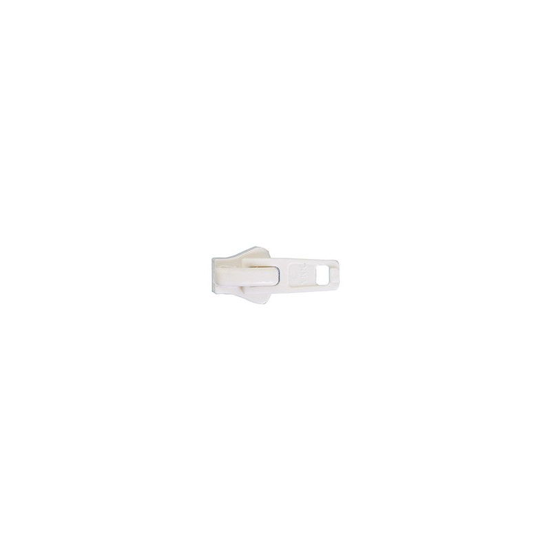 Curseur plastique blanc simple tirette pour fermeture YKK 10