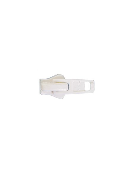 Curseur plastique blanc simple tirette pour fermeture YKK 10