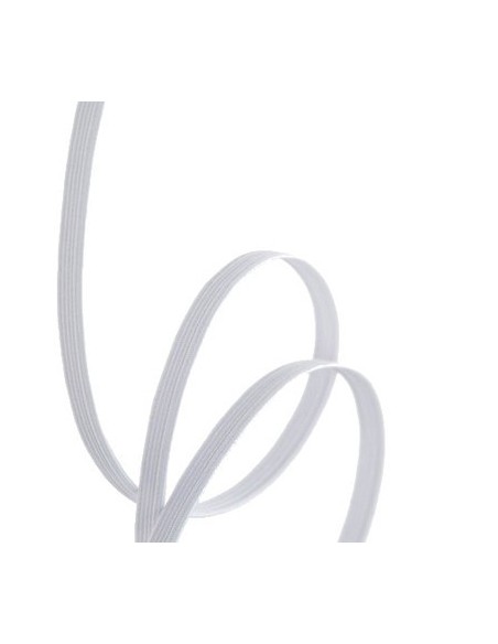 Tresse élastique 12 gommes 9mm blanc - Rouleau de 100 ml environ