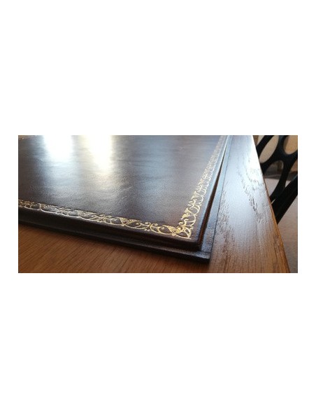 Sous-main cuir de bureau KENYA sur mesure, vachette rectifié, gros grain et dorure