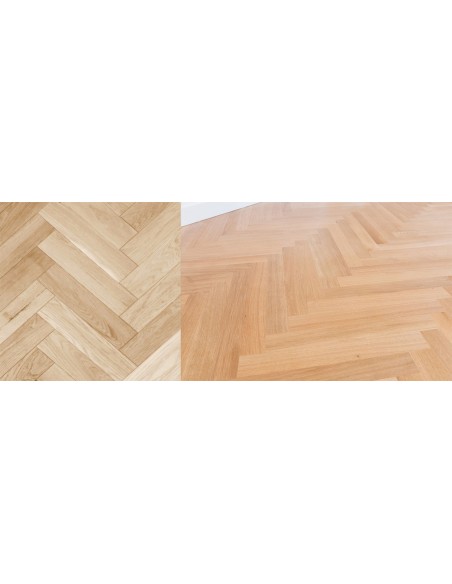 Parquet chêne massif français 1m² DÉCORATIF bâtons rompus ou chevrons, largeur de lame 65 mm, épaisseur 15 mm